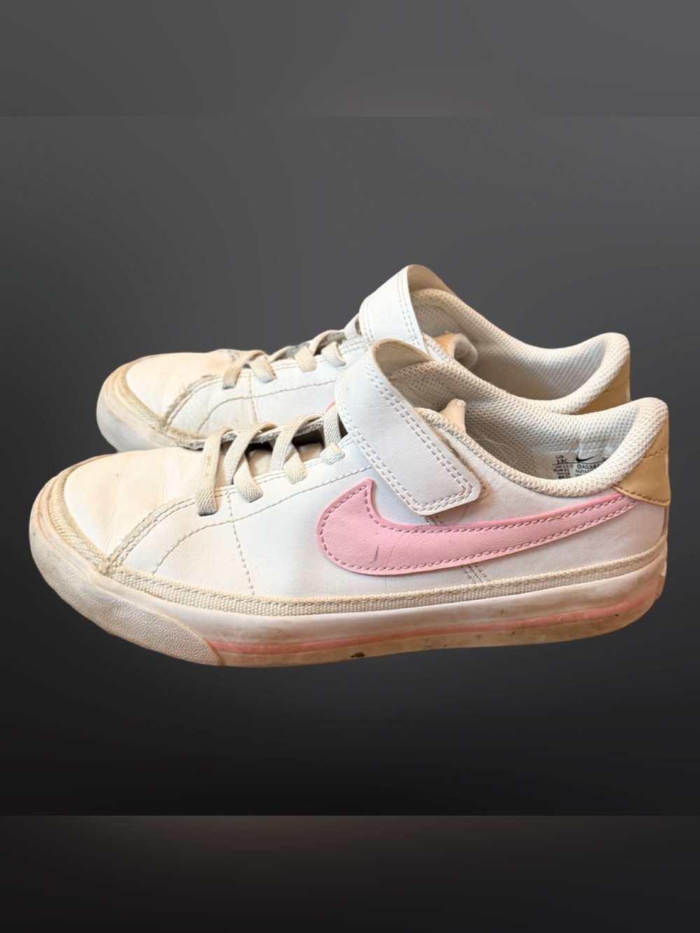 Nike Court Legacy Girls’ 13 – White, Pink & Tan Sneakers 💕